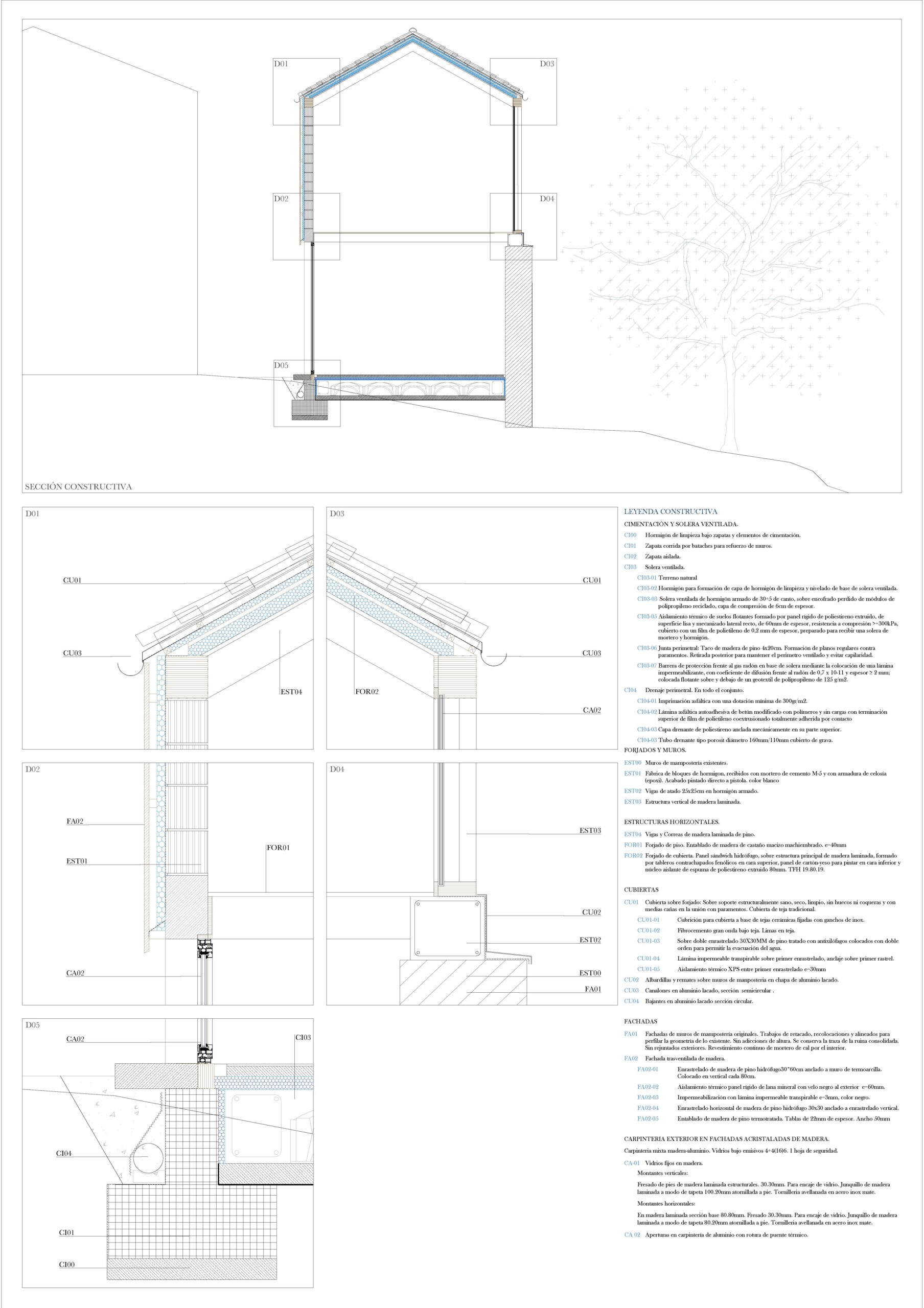 Sección constructiva de O Castro Art Village